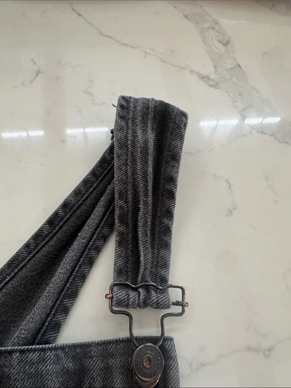 We The Free Washed Charcoal Denim Short Overalls